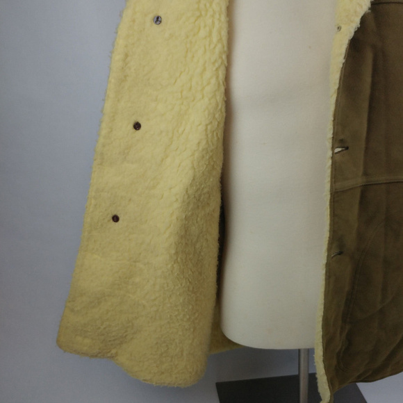 Vintage Airman Mens Barn Coat Tan Suede Wool Small - Picture 4 of 8